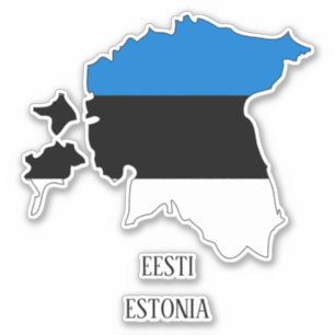 Sticker Estonie Drapeau Charme Carte Patriotique