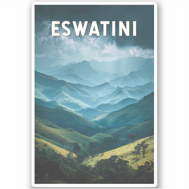 Sticker Eswatini Illustration Voyage Art Vintage (Devant)