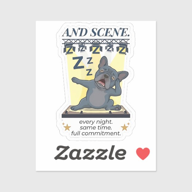 Sticker Et scène routine nocturne drôle de chien bouledogu (Feuille)