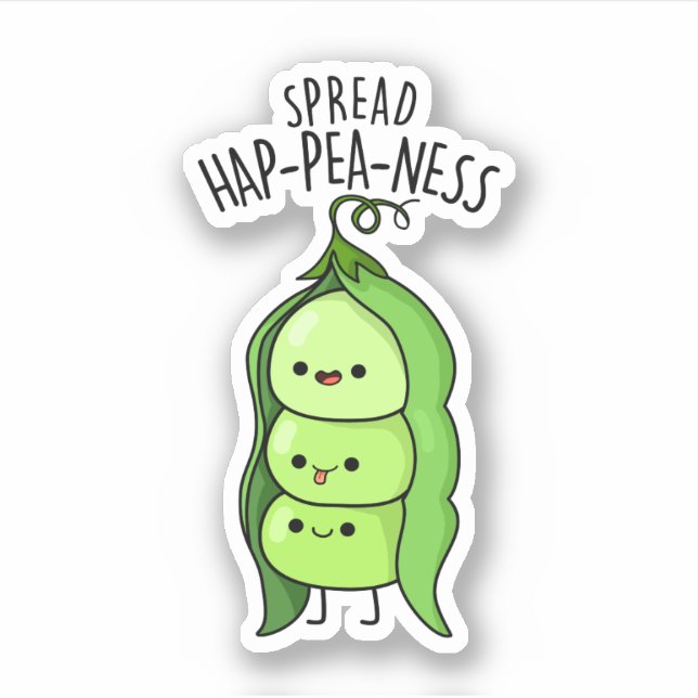 Sticker Étaler Hap-Pea-ness Funny Peas Pun (Devant)