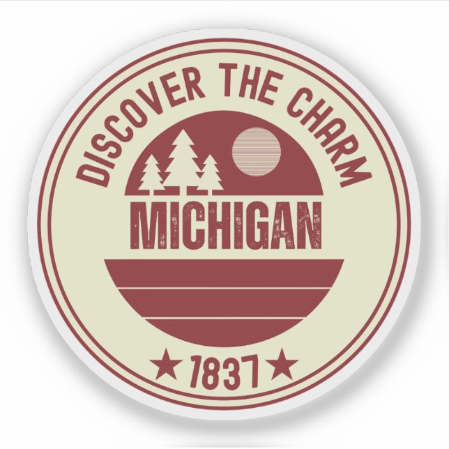 Sticker État des Grands Lacs - Aventure dans le Michigan (Devant)
