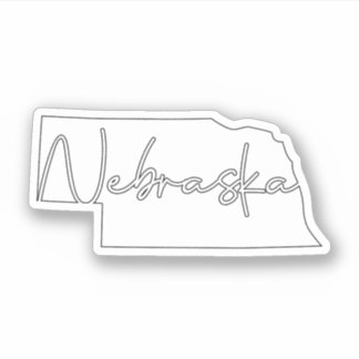 Sticker État du Nebraska blanc solide