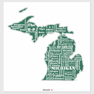 Sticker État vert des villes du Michigan