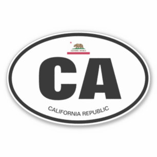 Sticker États de Californie abréviation oval vinyle sticke