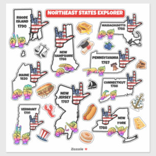 Sticker États du Nord-Est – Apprendre avec la LSF et des i