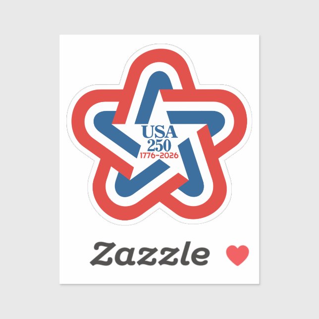 Sticker États-Unis 250 - 1776-2026 Conception d'étoile vin (Feuille)