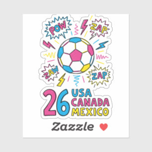 Sticker États-Unis Canada Mexique 2026 Football Style Pop 
