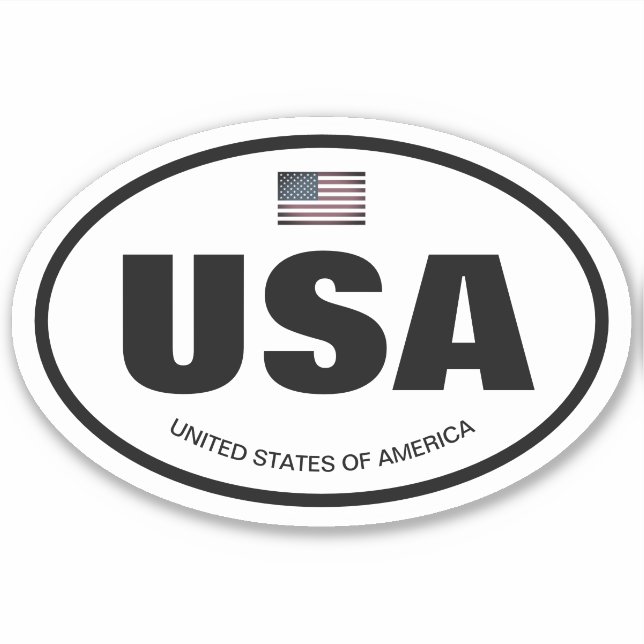 Sticker États-Unis code de pays Drapeau américain oval vin (Devant)