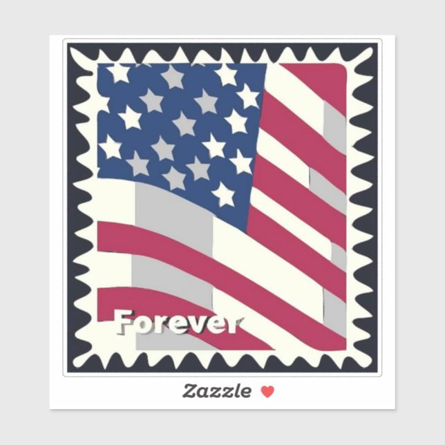 STICKER ÉTATS-UNIS D'AMÉRIQUE DRAPEAU FOREVER STAMP (Feuille)