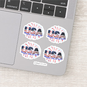 Sticker Etats-Unis drapeau texte parties scintillant feux