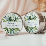 Sticker été verdure Merci Favoriser<br><div class="desc">Ces stickers verdoyants d'été vous remercient pour être parfaits pour une élégante réception de mariage en plein été. Le design botanique présente un agencement luxuriant d'eucalyptus couleur aquarelle peint, de verdure et de feuilles verts avec de subtils ressorts de fleurs roses rousses. Personnalisez les étiquettes autocollants avec vos noms, l'événement...</div>