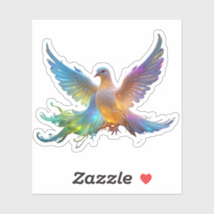 Sticker Ethereal Rainbow Dove - Symbole de la Paix et de l