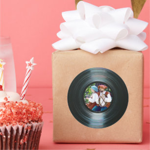 Sticker Étiquette Black Vinyl Music et votre photo