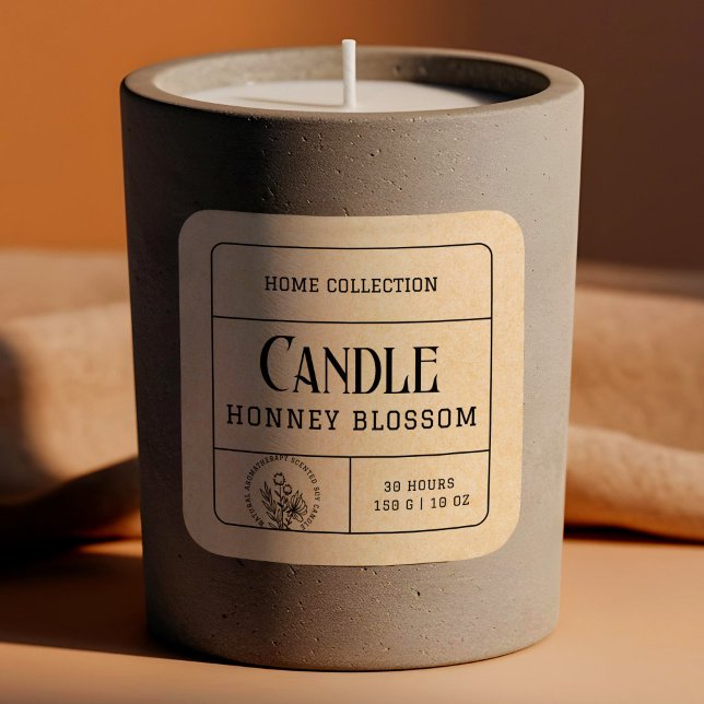 Sticker Étiquette Boho Kraft en papier beige (Boho Kraft Beige Paper Candle Labels Sticker )