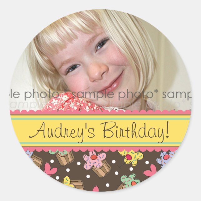 Sticker Étiquette cadeau d'anniversaire de la ceri (Devant)
