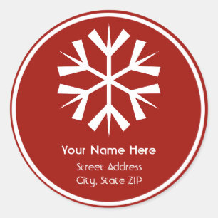 Sticker Étiquette de adresse de flocon rouge et bl