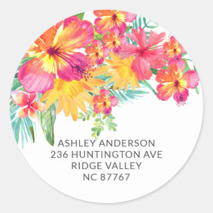 Sticker Étiquette de adresse floral d'Hibiscus tr