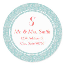 Sticker Étiquette de adresse rond de corail de Min