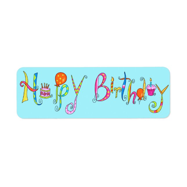 Sticker Étiquette de adresse Turquoise Happy Birth (Devant)