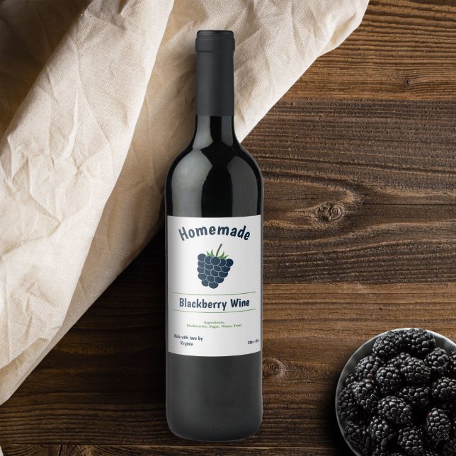 Sticker Étiquette de bouteille de vin Blackberry (Blackberry Wine Bottle Label Sticker)