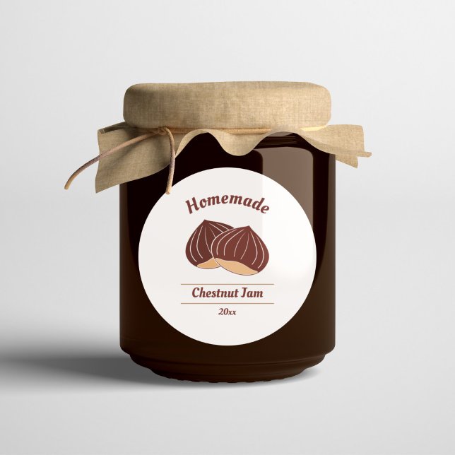 Sticker Étiquette de confiture de châtaignes modif (Editable Chestnut Jam Label Sticker)