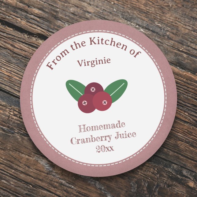 Sticker Étiquette de jus de canneberge rustique (Rustic Cranberry Juice Label Sticker)