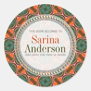Sticker étiquette de livre cadeau Orange Green Fre