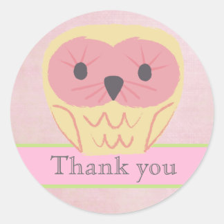 Sticker Étiquette de Merci de Chouette Rose et Jau