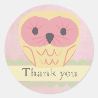 Sticker Étiquette de Merci de Chouette Rose et Jau