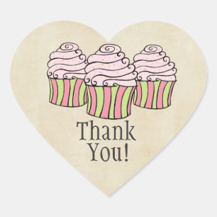 Sticker Étiquette de Merci de coeur de Cupcakes ro