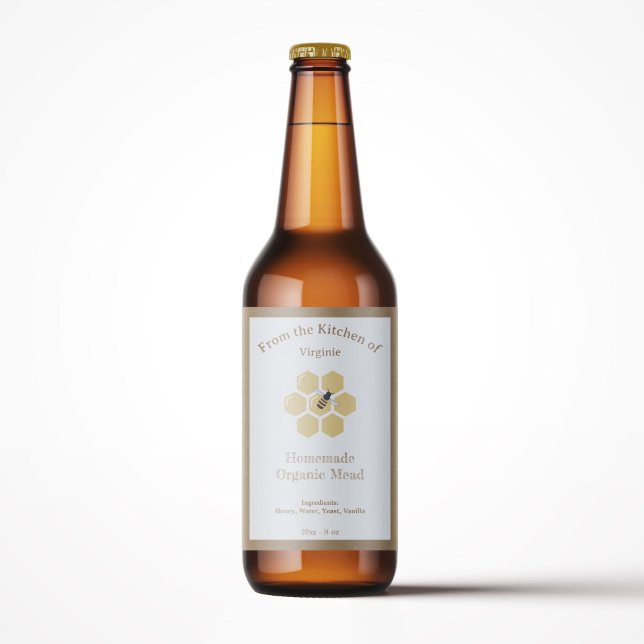 Sticker Étiquette de miel ou de bouteille de viand (Rustic Honey or Mead Bottle Label Sticker)