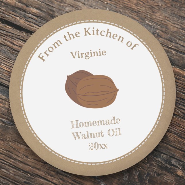 Sticker Étiquette de noix rustique (Rustic Walnut Oil Label Sticker)