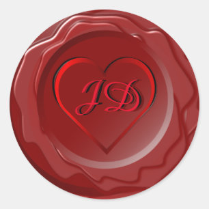 Sticker Étiquette de sceau de cire de coeur et d'i