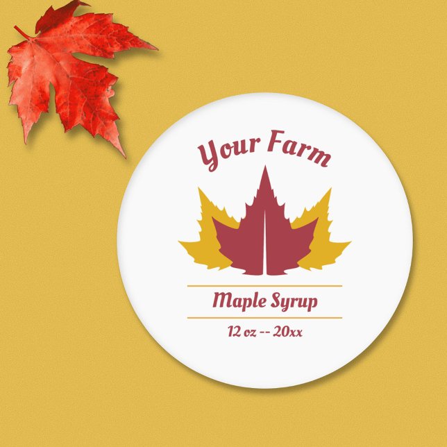 Sticker Étiquette de sirop d'érable modifiable (Editable Maple Syrup Label Sticker)