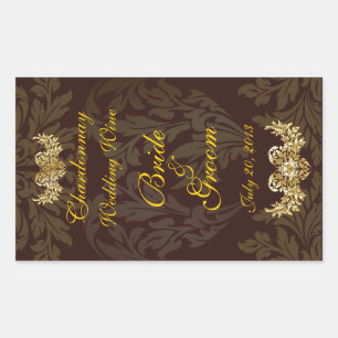 Sticker Étiquette de vin Mariage damassé Chocolat