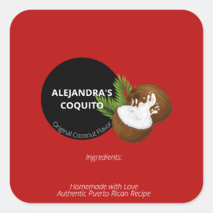 Sticker Étiquette Festive Red Coconut Coquito