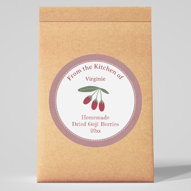 Sticker Étiquette Goji Berries à séchage rustique (Rustic Dried Goji Berries Label Sticker)