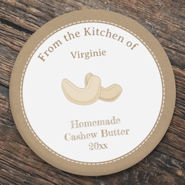 Sticker Étiquette Kraft & Rustic Cashew (Kraft & Rustic Cashew Butter Label Sticker)