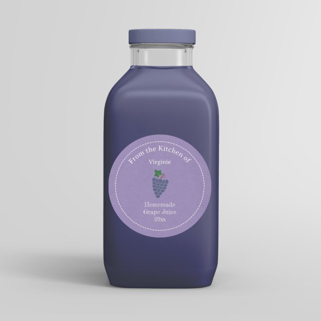 Sticker Étiquette Kraft & Rustic Grapice (Kraft & Rustic Grape Juice Label Sticker)