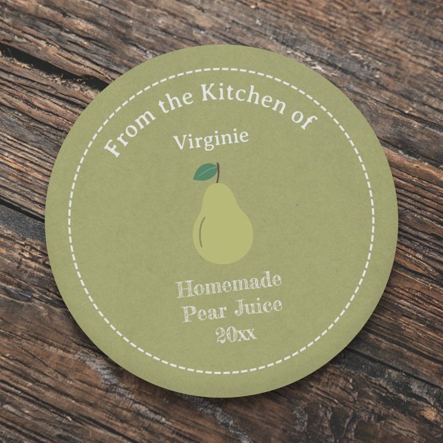 Sticker Étiquette Kraft & Rustic Pear Juice (Kraft & Rustic Pear Juice Label Sticker)