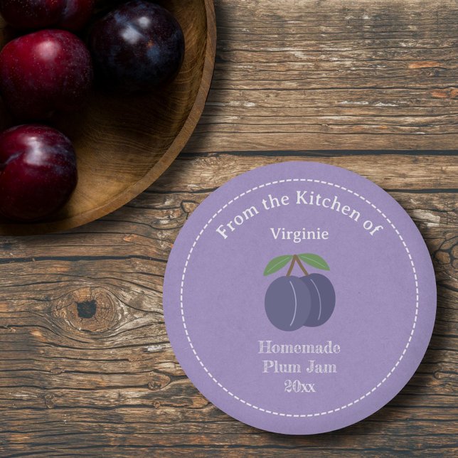 Sticker Étiquette Kraft & Rustic Plum (Kraft & Rustic Plum Jam Label Sticker)