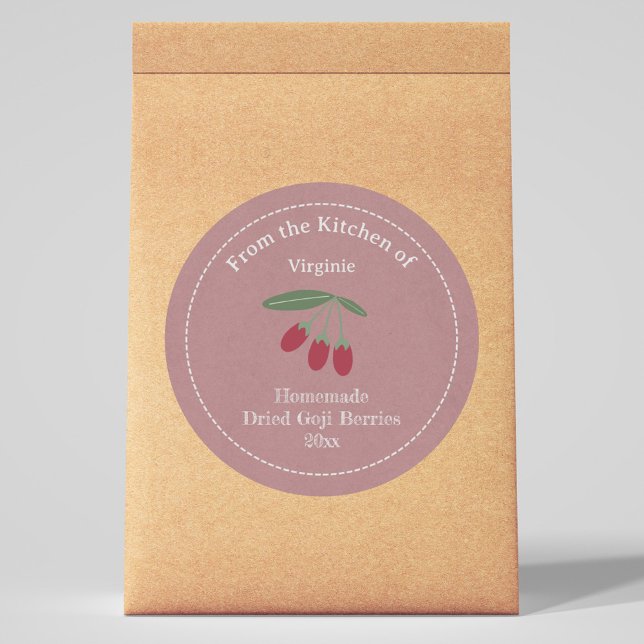 Sticker Étiquette Kraft & Rustic séché Goji Berrie (Kraft & Rustic Dried Goji Berries Label Sticker)