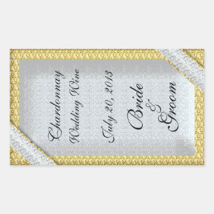 Sticker Étiquette Mariage de vin Silver Gold & Dia