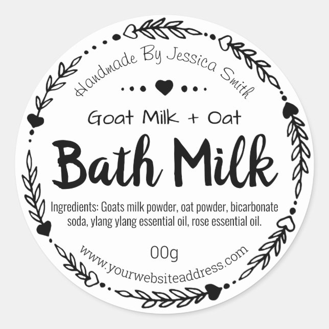 Sticker Étiquette Pour Lait Bain Maison Soak (Devant)
