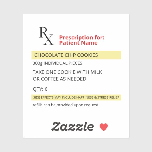 Sticker Étiquette pour nouveauté Rx amusant (Feuille)