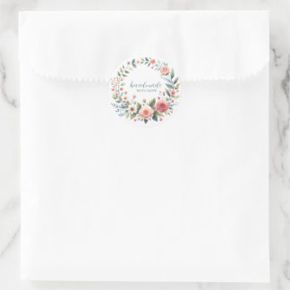 Sticker Étiquette produit rond Fleur Wreath fait m