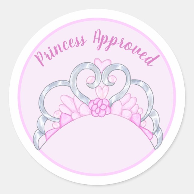 Sticker Étiquette rose "Princesse Approuvée" (Devant)