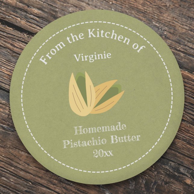 Sticker Étiquette Rustique Pistachio (Rustic Pistachio Butter Label Sticker)
