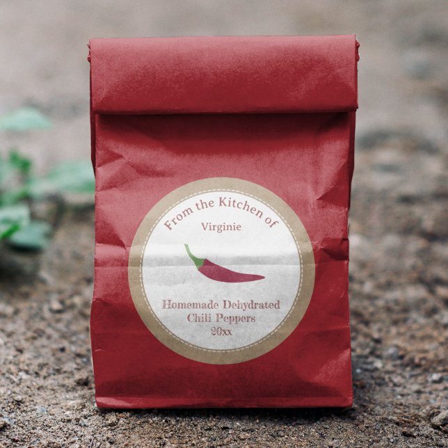 Sticker Étiquette Rustique pour poivrons déshydrat (Rustic Dehydrated Chili Peppers Label Sticker)