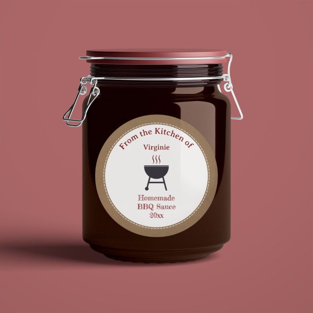 Sticker Étiquette Rustique Sauce Barbecue (Rustic Barbecue Sauce BBQ Label Sticker)